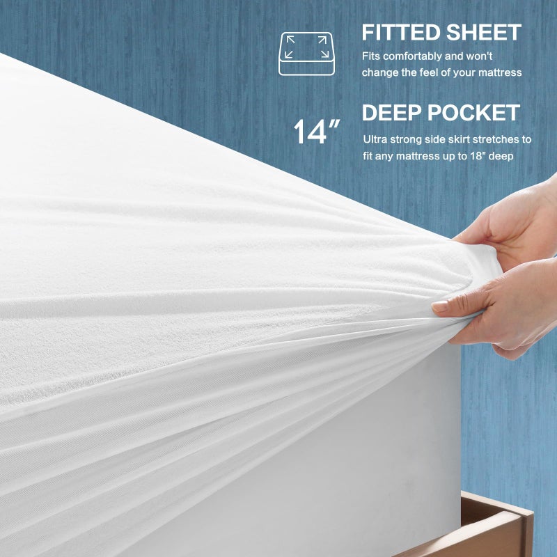 TASTELIFE Waterproof Mattress Protector Twin XL Size, 100% Waterproof Breathable Noiseless Mattress Cover with Deep Pocket for 6-18 inches Mattress, Machine Washable & Vinyle-Free (White) - Image 4